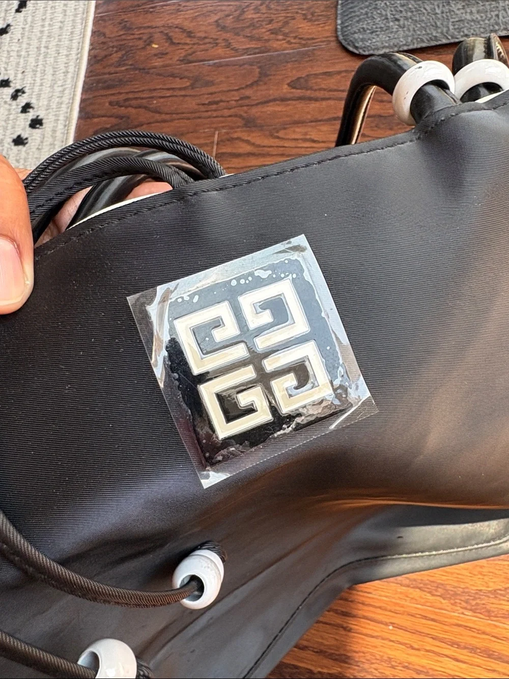 Givenchy Black Leather Tote with Silver Logo